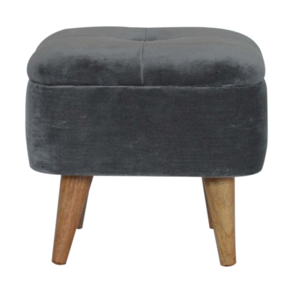 Grey Tweed Storage Footstool